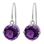 14k White Gold 8mm Amethyst Fish Hook Dangle Earrings