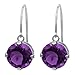 14k White Gold 8mm Amethyst Fish Hook Dangle title=