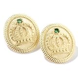 14K Gold Amazing Emerald Accent Royal "Corona" Earrings by Regions of Italy