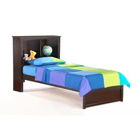 Night and Day Vanilla Bookcase Twin Bed Chocolate by Night & Day