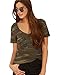 ASMAX HaoDuoYi Womens Camo Camouflage Jersey Longer V Neck Top Tee T Shirt(Medium,Camo)