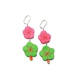 JousJous Nickel Free Multicolor Eco Friendly Fabric & Beads Florinda Dangling Handmade Earrings, 3" Long (Jewelry)
