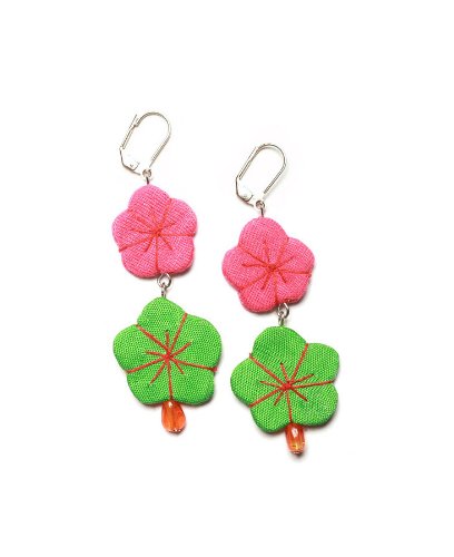 JousJous Multicolor Eco Friendly Fabric & Beads Florinda Dangling Handmade Earrings, 3