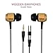 BeBom Earphones Super Bass Wooden Earbud Headphones E01 3.5mm Prot Dynamic Crystal Clear Sound, Ergonomic Comfort (Black/Without Mic)In Portable Storage Case