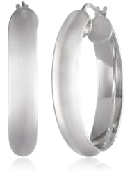 Sterling Silver Flat Polished Hoop Earrings (1.2" Diameter)