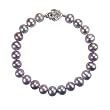 Lavender 7-8mm AAA Cultured Pearl Bracelet w. Platinum Overlay CAREFREE Sterling Silver Rose Clasp 7" (LS1R2)