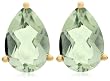 14k Yellow Gold Pear Shaped Green Amethyst Earrings