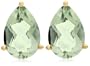 14k Yellow Gold Pear Shaped Green Amethyst Earrings