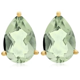 14k Yellow Gold Pear Shaped Green Amethyst Earrings by Amazon.com Collection