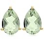 14k Yellow Gold Pear Shaped Green Amethyst Earrings