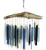 Blue Handworks Beach Glass and Driftwood Wind Chime