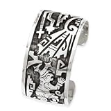 925 Silver Mexican-Inspired Art Cuff Bracelet