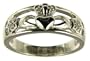 9ct White Gold Ladies Diamond Set Celtic Claddagh Ring