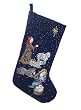 16" Blue Velvet Beaded Holy Family Nativity Scene Christmas Stocking