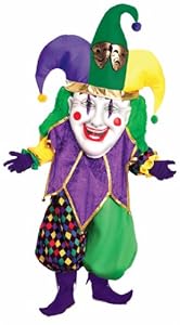 Forum Parade Pleasers Oversized Mardi Gras Jester Costume, Green/Gold/Purple, Adult