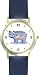 Hippopotamus (Hippo) Cartoon - JP Animal - WATCHBUDDY&reg; DELUXE TWO-TONE THEME WATCH - Arabic Numbers - Blue Leather Strap-Size-Large ( Men's Size or Jumbo Women's Size )