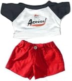 Black ARRGH Pirate T-shirt w/ Red Shorts Outfit fits 8-10 Stuffed Animals like Webkinz, Shining Star and 8 - 10 Stuffed Animals