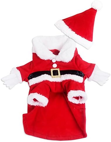 ANSON Christmas Dog Clothes Santa Doggy Costumes Clothing Pet Apparel Red (XL)