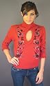 Nanette Lepore Shanghai Rose Keyhole Sweater Red