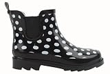 New Sunville Brand Women's Short Ankle Black Polka Dot Rubber Rain Boots