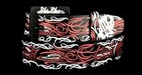 Silver Star BLACK PIN STRIPE Mens Leather All-Over-Print Belt