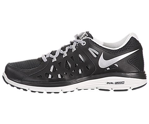 Nike Women's NIKE DUAL FUSION RUN 2 WMNS RUNNING SHOES 7.5 Women US (BLACK/METALLIC SILVER/MTLC SMMT/WHT)