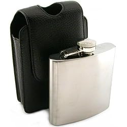 Stainless Steel Hip Flask w/Case 6oz
