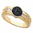 14K Yellow Gold Onyx and Diamond Ring