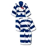 Hello Kitty NAVY STRIPE Womens French Terry Hooded Wrap Robe at PJ Moon