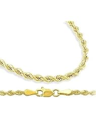 Necklace 14k Yellow Gold Hollow Rope Chain 3mm