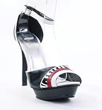 Fair-28 Black Zebra Colorblock Platform Ankle Heel Sandal