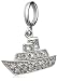 Sterling Silver Diamond Ship Charm (1/10 cttw)