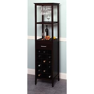 Contemporary Espresso Finish Wine Storage Tower Rack by Winsome Wood