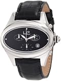 Lucien Piccard Women's 846.20.301 Grand Ducato Chronograph Diamond Accented Black Leather Watch