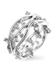 Silver Tone Zircon Vines Ring