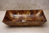 KIVGS90 Bathroom Lavatory Glass Vessel Sink with drain and mounting ring
