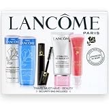 LANCOME MUST HAVE BEAUTY SKINCARE TRAVEL SET - INCLUDES MOISTURISER, TONER, CLEANSER, MASCARA & JUICY TUBES LIPGLOSS