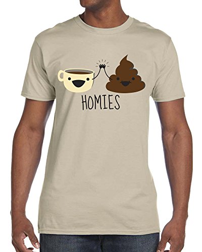 Coffee & Poop Homies | Funny Men’s / Unisex T-Shirt (Large)