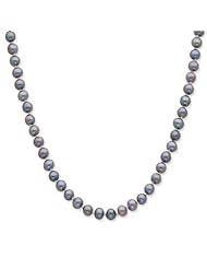 Sterling Silver 24in 5-6mm Grey Freshwater Cultured Pearl Necklace.