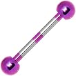 Purple Silver Striped Titanium Barbell Eyebrow Ring