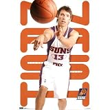 Professionally Framed Phoenix Suns (Steve Nash, Passing Basketball) Sports Poster Print - 22x34 with RichAndFramous Black Wood Frame