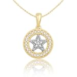 10k Two-Tone Gold Diamond Star and Circle Pendant (1/10 cttw, H-I Color, I2 Clarity), 18" $199.00