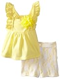 Little Lass Baby-Girls Newborn 2 Piece Short Set With Flower Detail