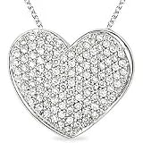 Sterling Silver 1/2ct TDW Diamond Heart Necklace (J-K, I3)