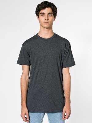 Customized American Apparel BB401 Unisex Poly-Cotton Short Sleeve Crew Neck (Heather Black / 2XL)