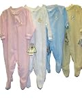 Baby Sizes 0-12 Months Flame Resistant Terry Knit Snap Buttons Front Sleeper ** 24 PCS Pre-Pack : Assorted Sizes XS(0-3M), S(3-6M), M(6-9M), L(9-12M), Assorted 4 Colors, 5 BOXES=120 PCS, Price Each $2.25 **