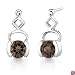 Round Cut Smoky Quartz Drop Earrings Sterling Silver