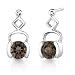 Round Cut Smoky Quartz Drop Earrings Sterling Silver