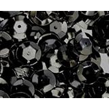 8mm CUP SEQUINS Black. Loose sequins for embroidery, applique, arts, crafts and embellishment.
