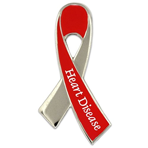Heart Disease Awareness Red Ribbon Lapel Pin